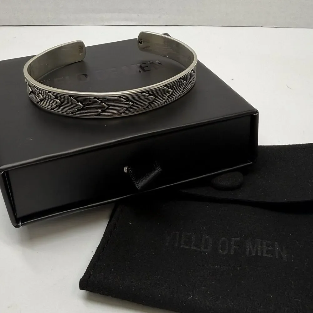Yield Of Men 925 Sterling Silver Etched Cuff Bracelet 20.54g